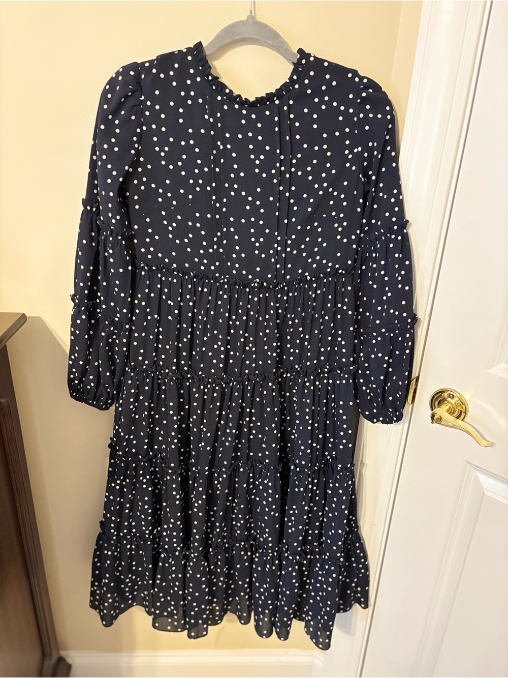 Dainty Jewells Navy Polka Dot Tiered Midi Dress